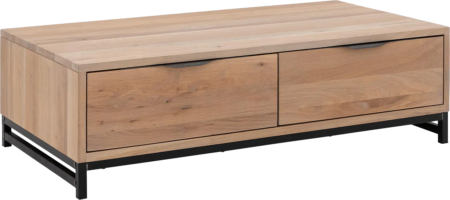 Goossens Salontafel Max rechthoekig, hout eiken grijs, urban industrieel, 125 x 37 x 65 cm