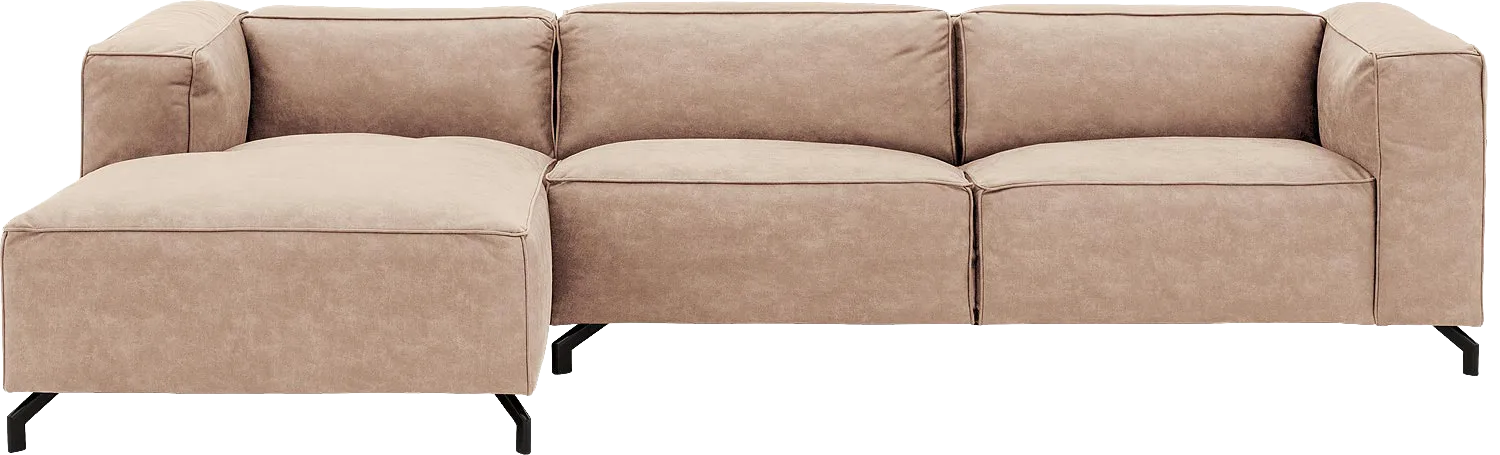 Goossens Bank Calvin beige, micro leer, 3,5-zits, modern design