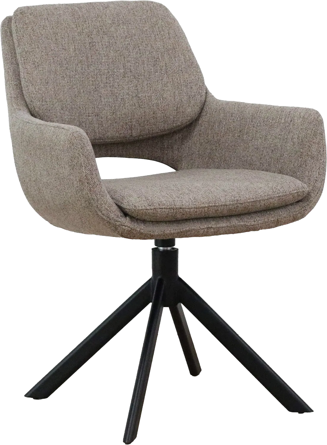 Goossens Eetkamerstoel Daisy bruin stof graden draaibaar met return functie met armleuning, modern design