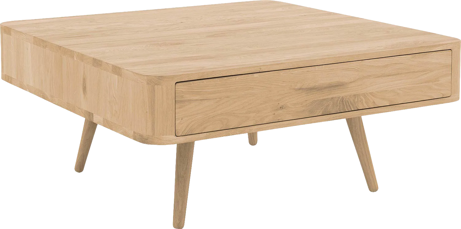 Goossens Salontafel Bjarte vierkant, hout eiken wit, stijlvol landelijk, 90 x 40 x 90 cm