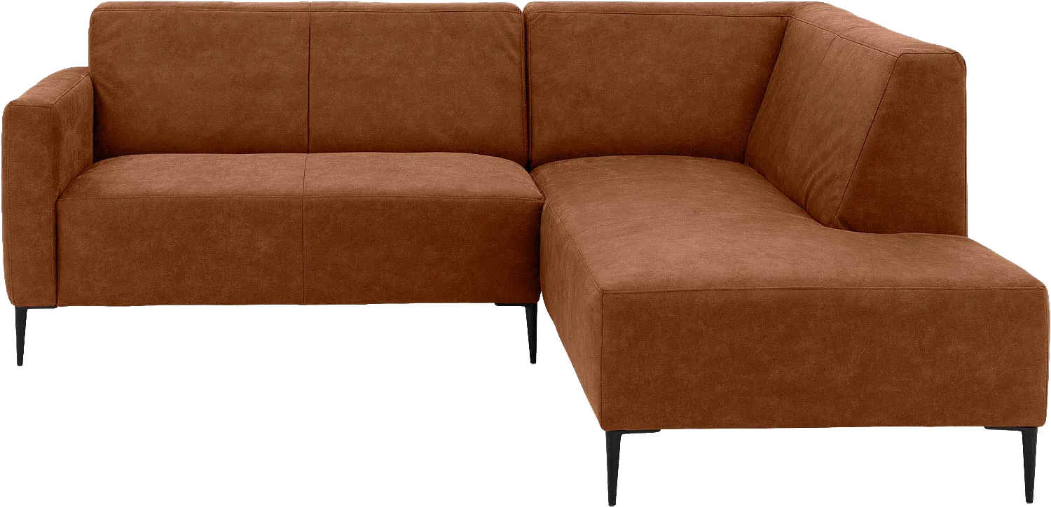 Goossens Bank Key West cognac, micro leer, 2-zits, modern design met ligelement rechts