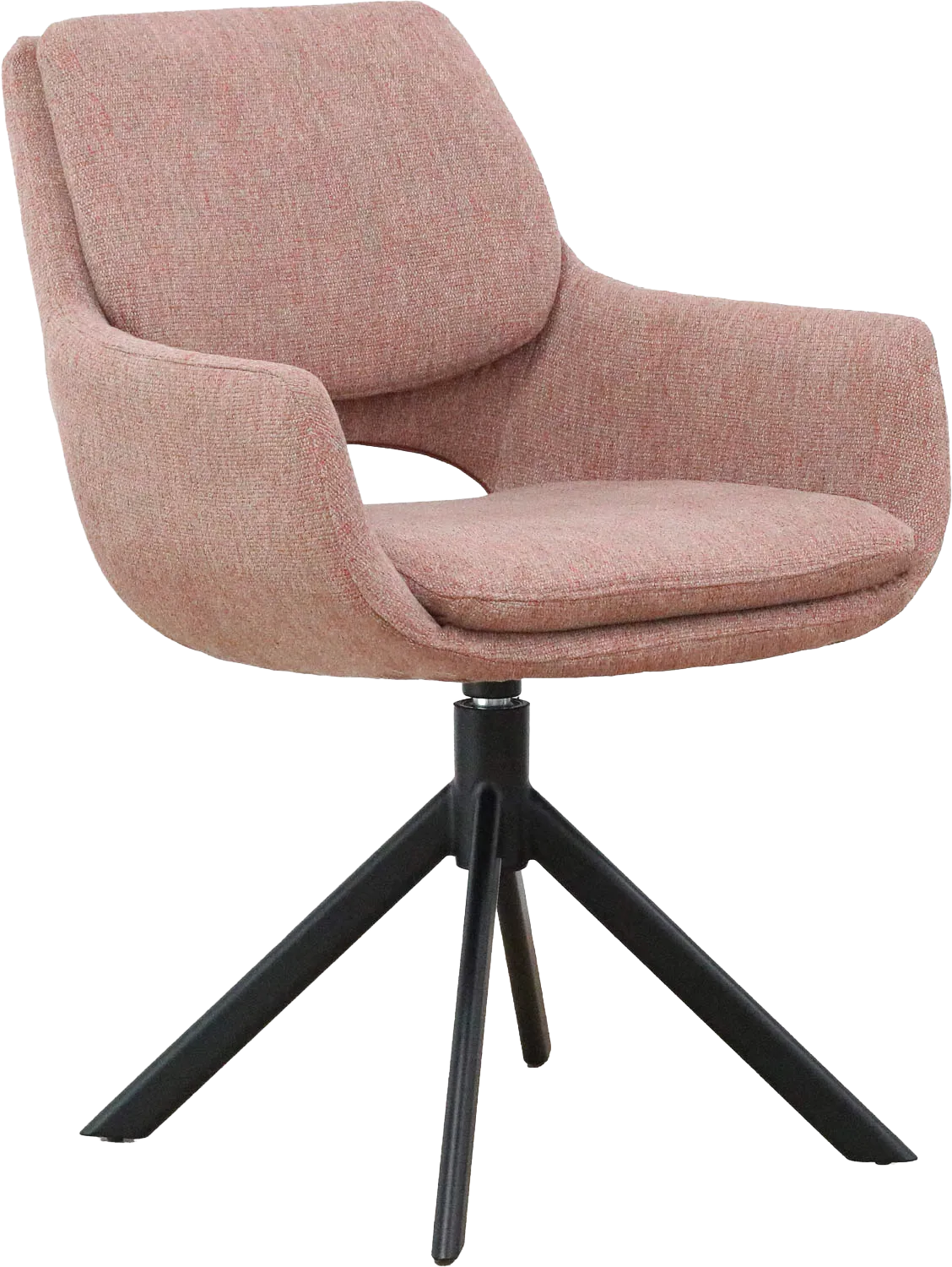 Goossens Eetkamerstoel Daisy roze stof graden draaibaar met return functie met armleuning, modern design