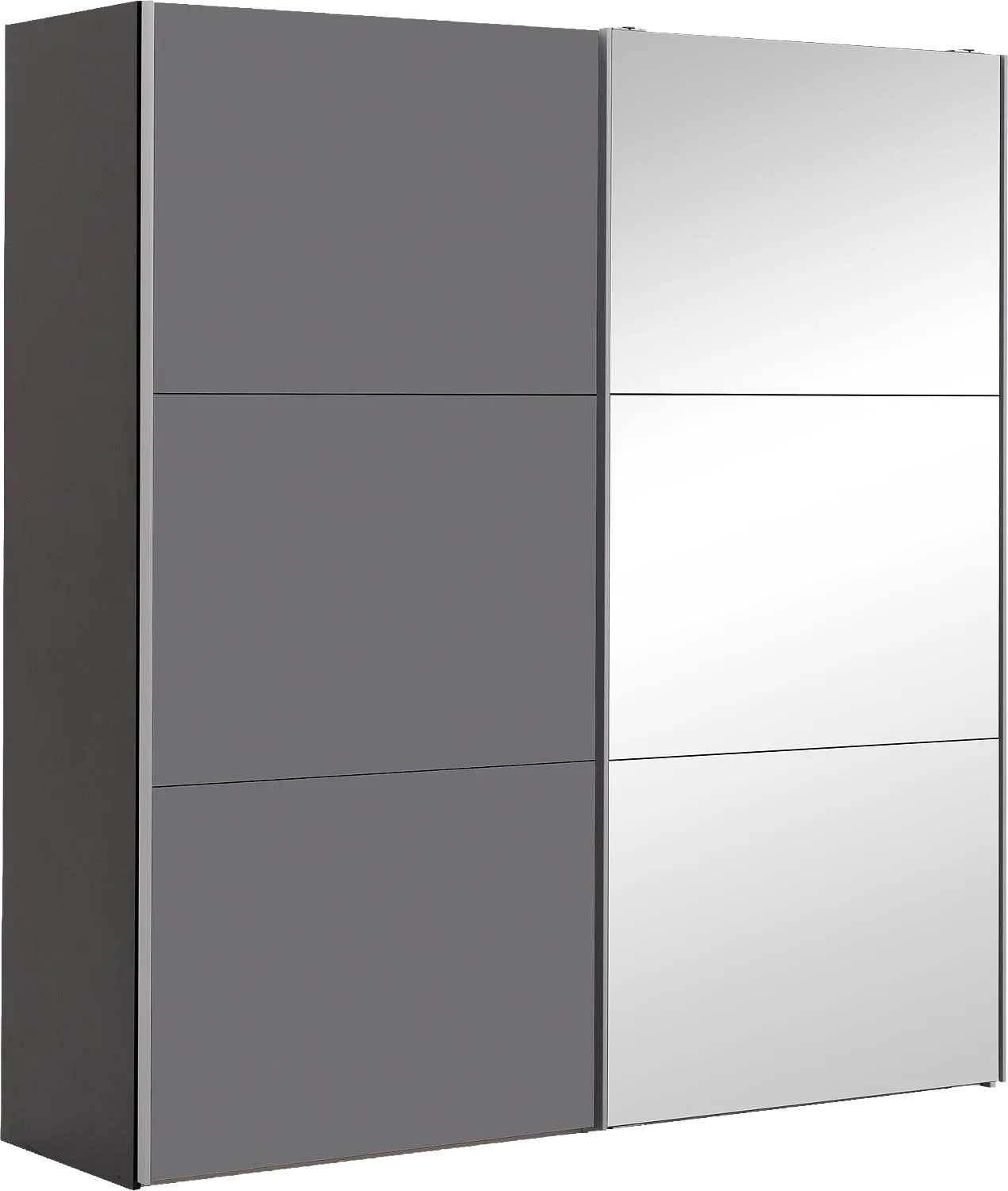 Goossens Kledingkast Easy Storage Sdk, 203 cm breed, 220 cm hoog, 1x 3 paneel glas schuifdeur li en 1x 3 paneel spiegel schuifdeur re