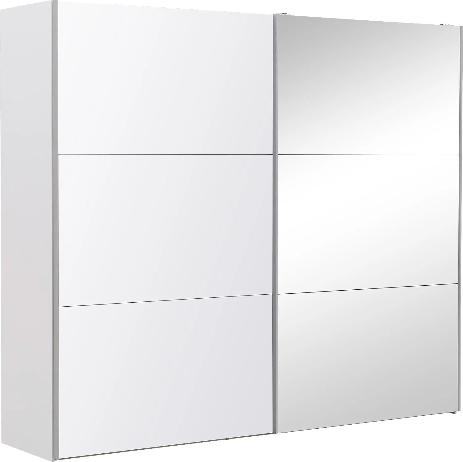 Goossens Kledingkast Easy Storage Sdk, 253 cm breed, 220 cm hoog, 1x 3 paneel glas schuifdeur li en 1x 3 paneel spiegel schuifdeur re