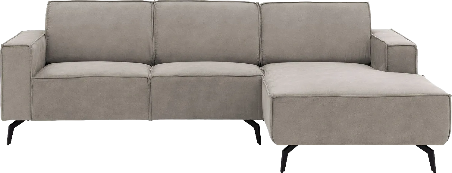 Goossens Hoekbank Hercules grijs, microvezel, 2-zits, modern design met chaise longue rechts