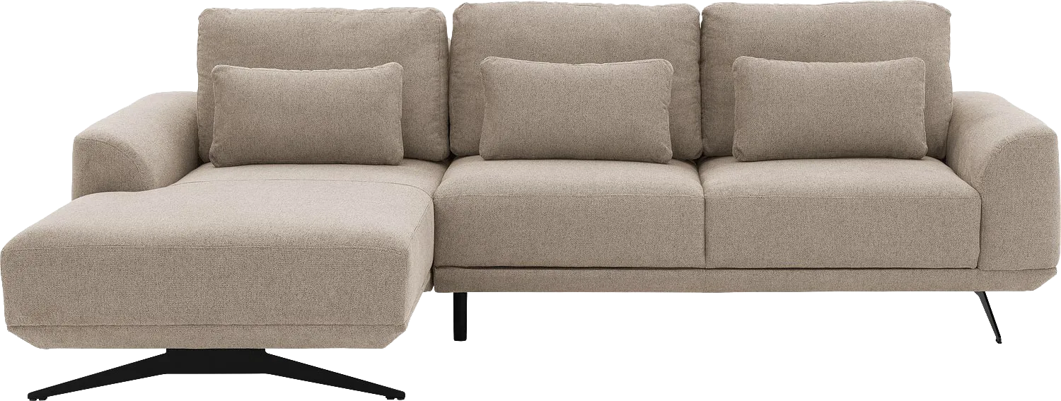 Goossens Excellent Bank Princess Met Elektrisch Uitschuifbaar Zitvlak beige, stof, 2,5-zits, elegant chic met chaise longue links