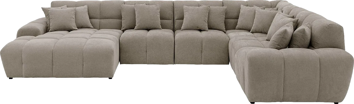 Goossens Excellent Bank Kubus bruin, stof, modern design