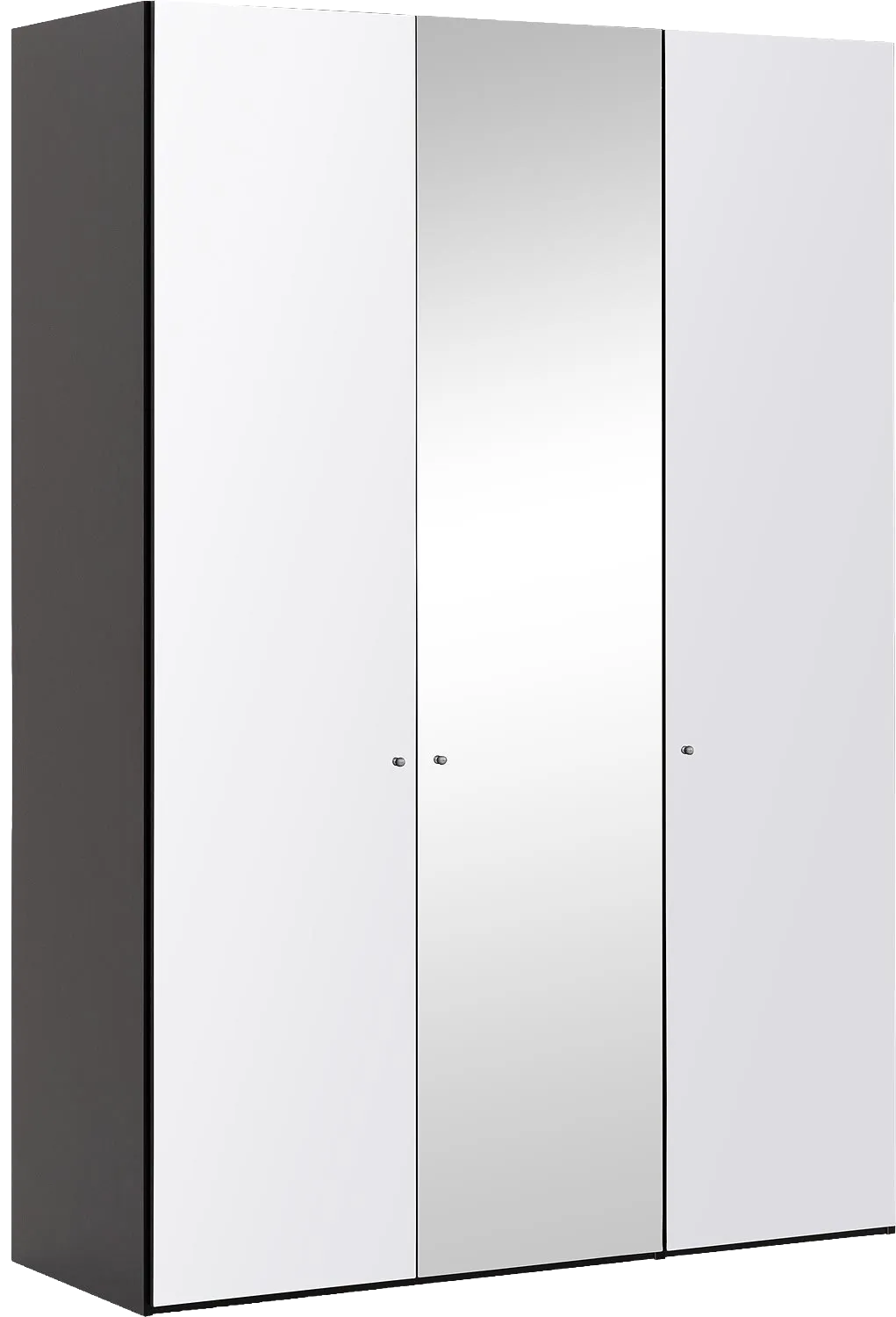 Goossens Kledingkast Easy Storage Ddk, Kledingkast 153 cm breed, 220 cm hoog, 2x glas draaideur en 1x spiegel draaideur midden