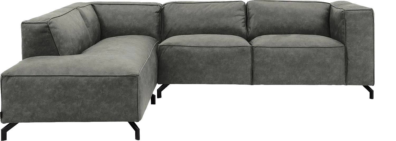 Goossens Bank Calvin grijs, micro leer, 2,5-zits, modern design met ligelement links