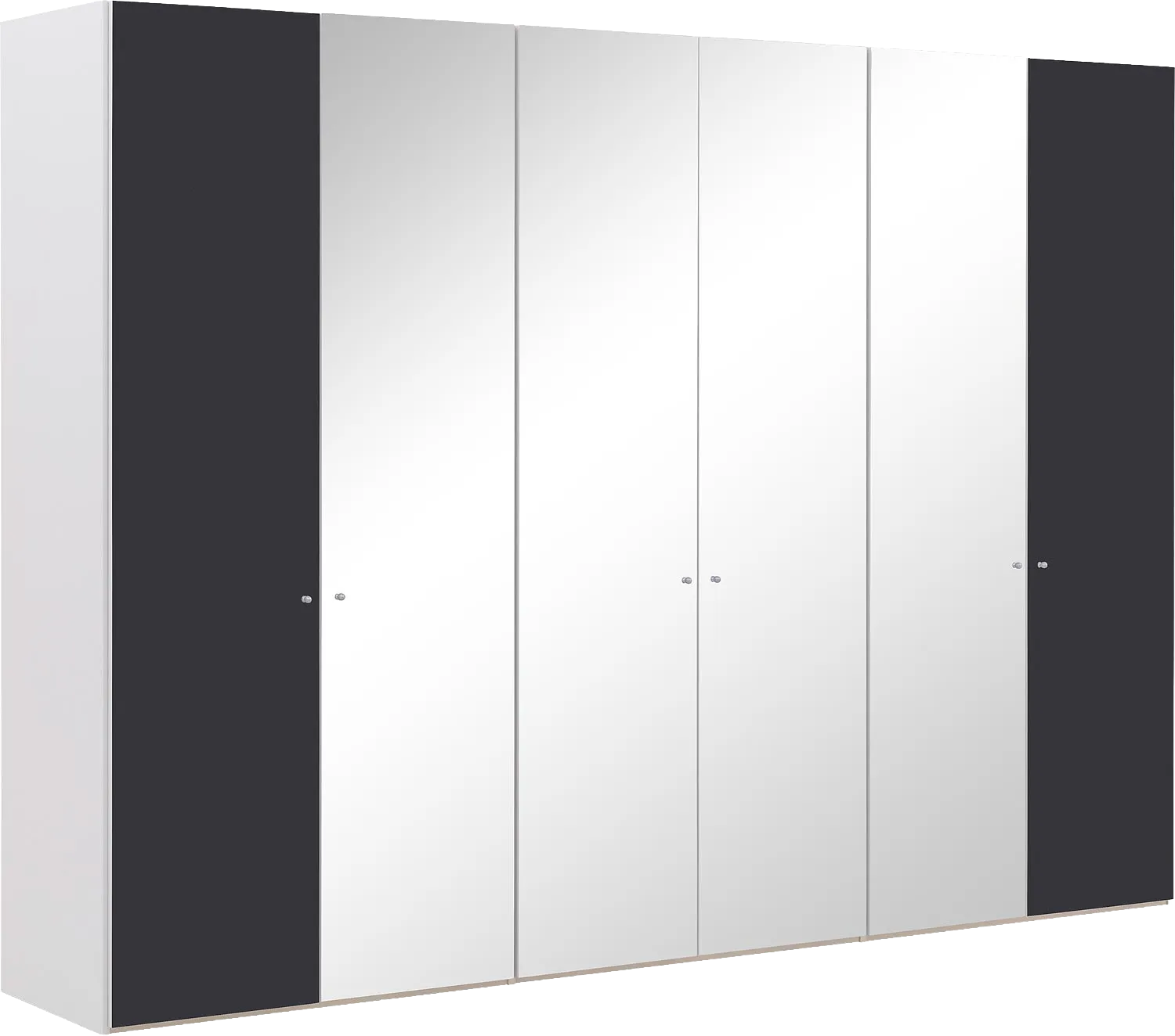 Goossens Kledingkast Easy Storage Ddk, Kledingkast 304 cm breed, 220 cm hoog, 2x draaideur en 4x spiegel draaideur midden
