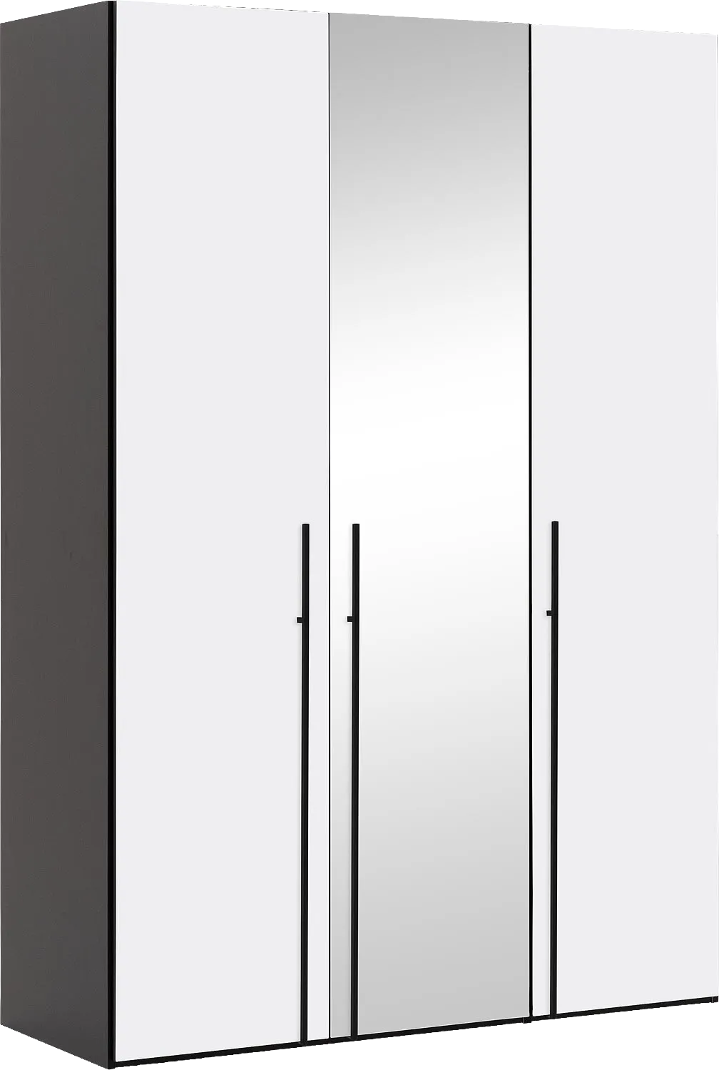 Goossens Kledingkast Easy Storage Ddk, Kledingkast 153 cm breed, 220 cm hoog, 2x glas draaideur en 1x spiegel draaideur midden