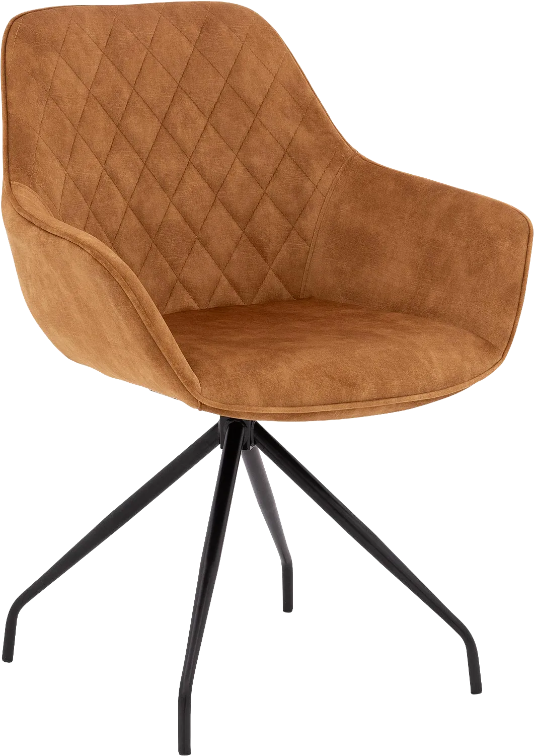 Goossens Basic Eetkamerstoel Ebi geel velvet stof graden draaibaar met return functie met armleuning, elegant chic