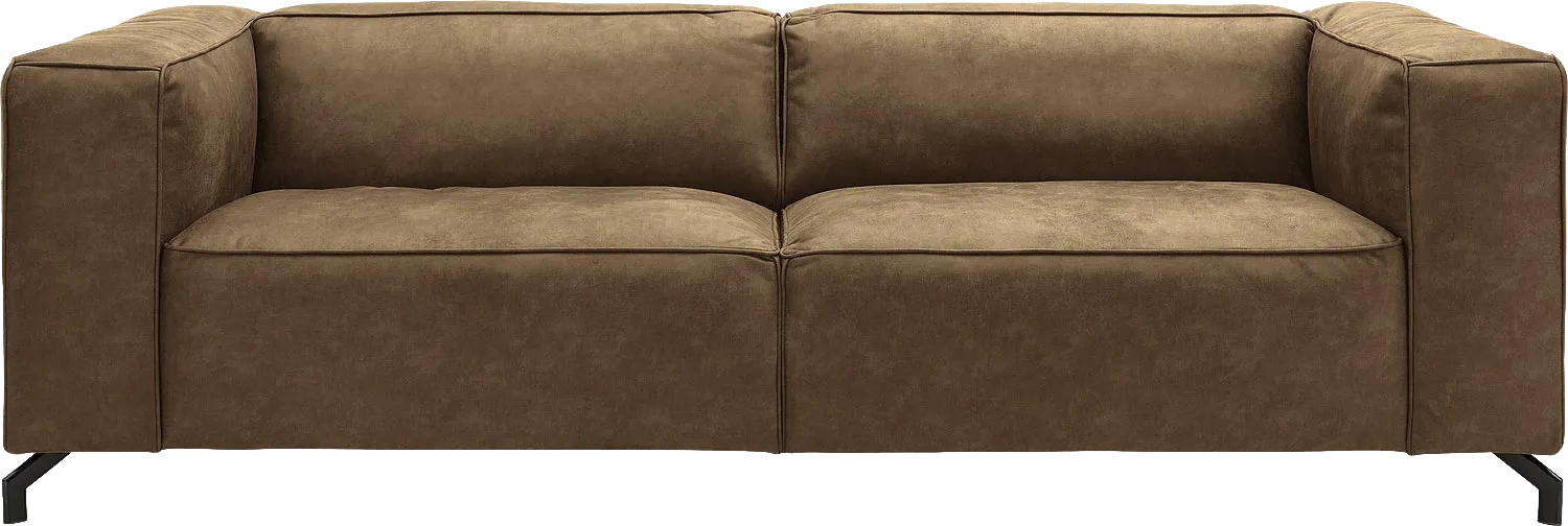 Goossens Bank Calvin groen, micro leer, 3,5-zits, modern design