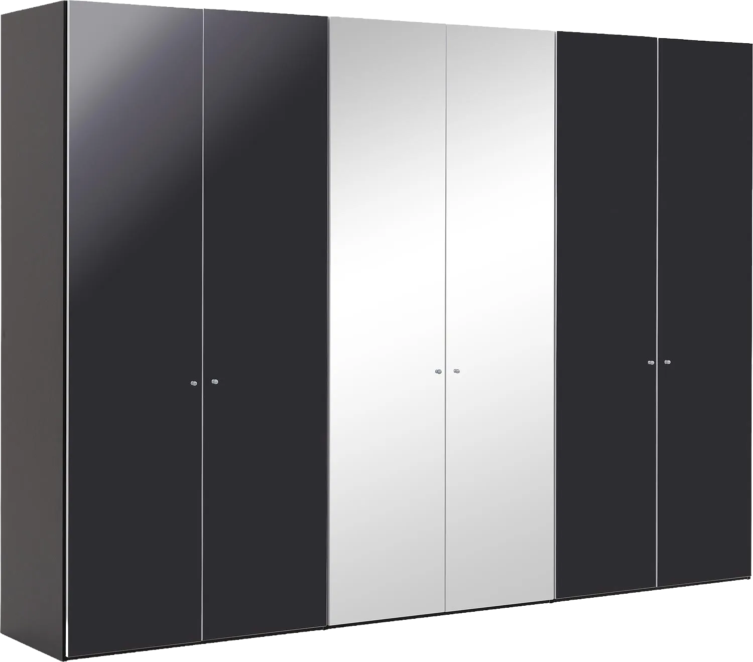 Goossens Kledingkast Easy Storage Ddk, Kledingkast 304 cm breed, 220 cm hoog, 4x draaideur en 2x spiegel draaideur midden