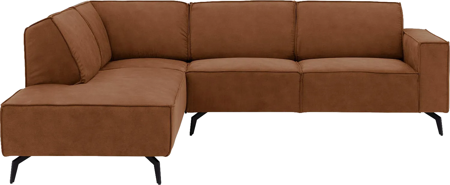Goossens Hoekbank Hercules bruin, microvezel, 2,5-zits, modern design met ligelement links