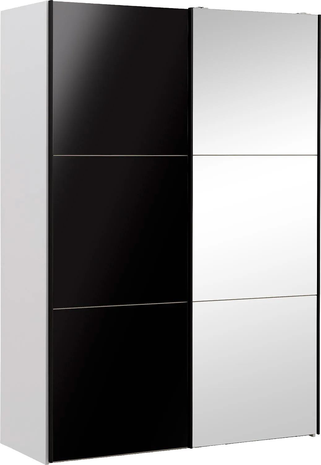 Goossens Kledingkast Easy Storage Sdk, 153 cm breed, 220 cm hoog, 1x 3 paneel glas schuifdeur li en 1x 3 paneel spiegel schuifdeur re