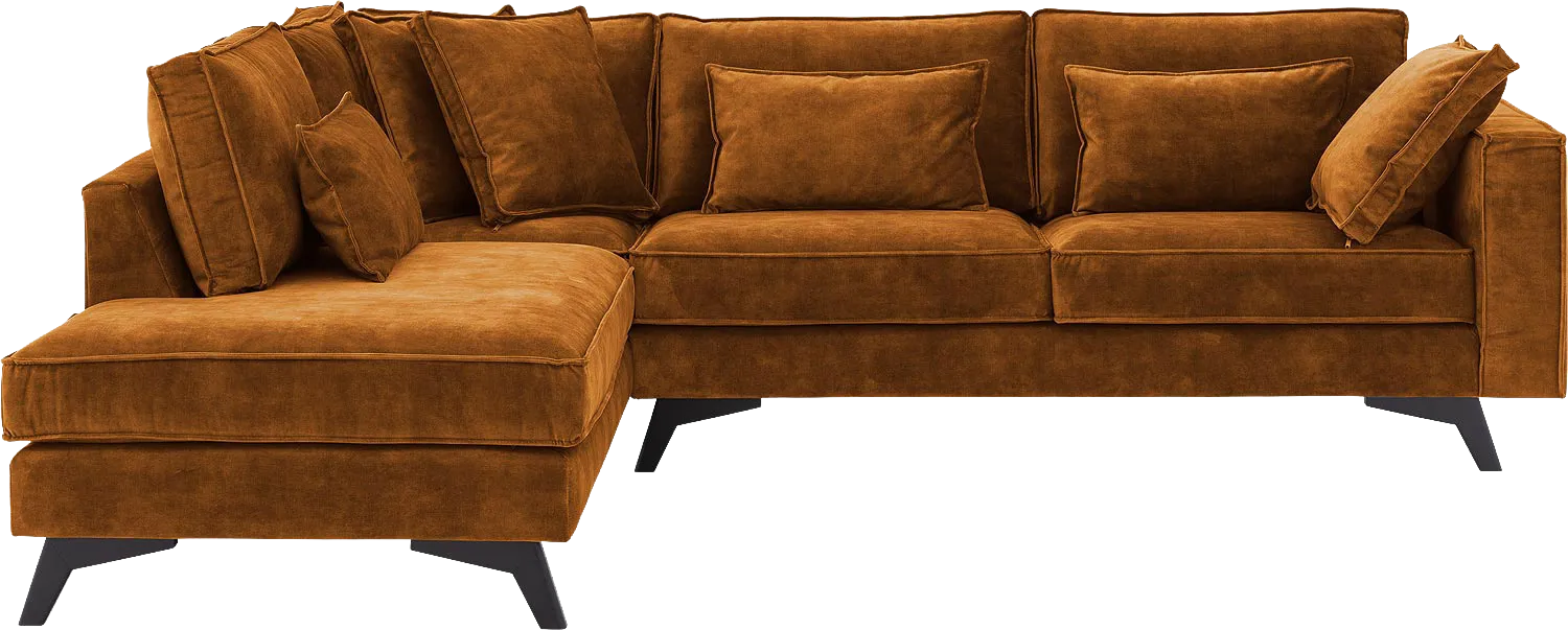 Goossens Bank Chambre cognac, stof, 3-zits, elegant chic met ligelement links