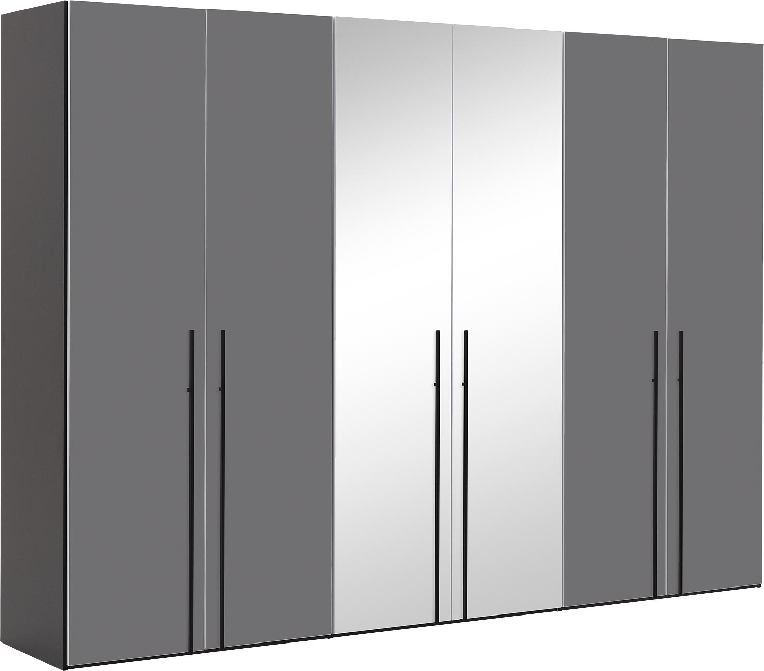 Goossens Kledingkast Easy Storage Ddk, Kledingkast 304 cm breed, 220 cm hoog, 4x glas draaideur en 2x spiegel draaideur midden