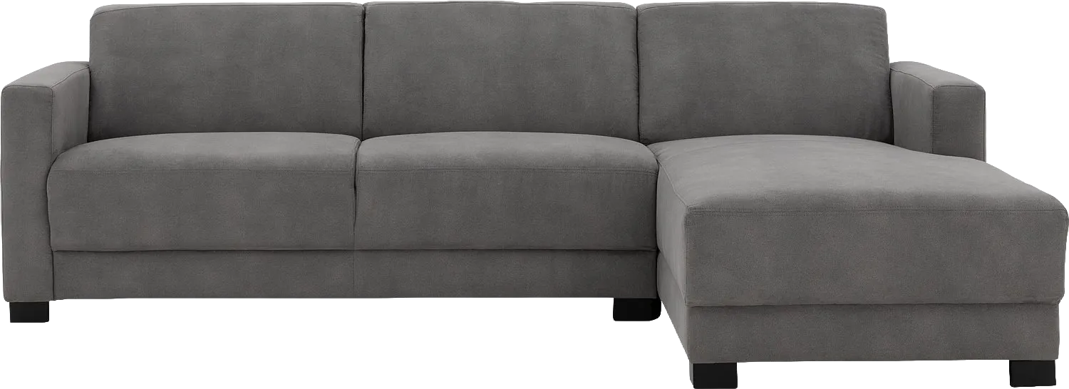 Goossens Bank My Style grijs, microvezel, 2,5-zits, stijlvol landelijk met chaise longue rechts
