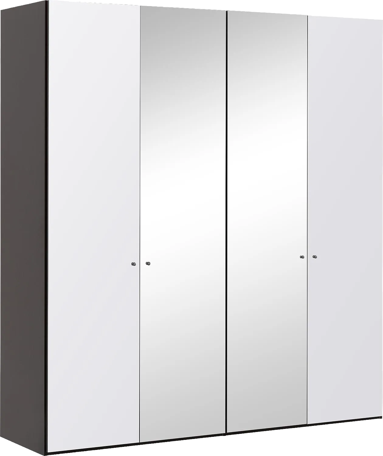 Goossens Kledingkast Easy Storage Ddk, Kledingkast 203 cm breed, 220 cm hoog, 2x glas draaideur en 2x spiegel draaideur midden