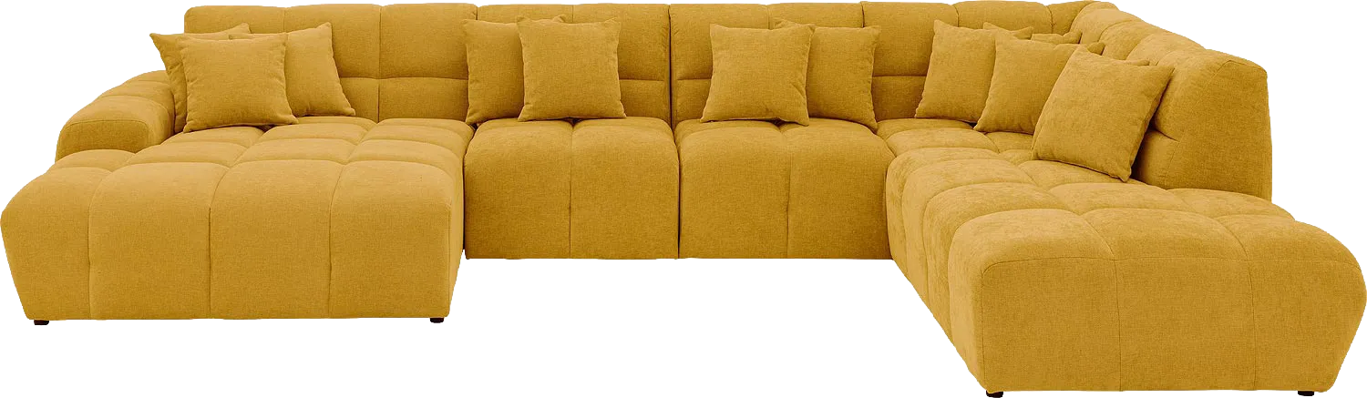 Goossens Excellent Bank Kubus geel, stof, modern design