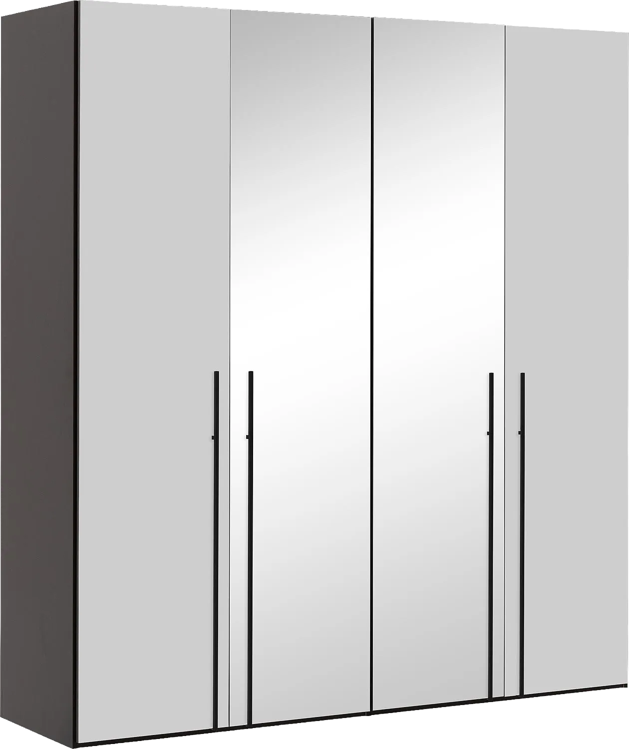 Goossens Kledingkast Easy Storage Ddk, Kledingkast 203 cm breed, 220 cm hoog, 2x glas draaideur en 2x spiegel draaideur midden