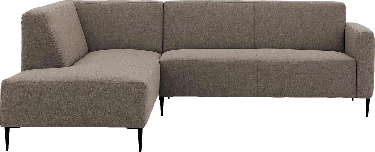 Goossens Bank Key West bruin, stof, 2,5-zits, modern design met ligelement links