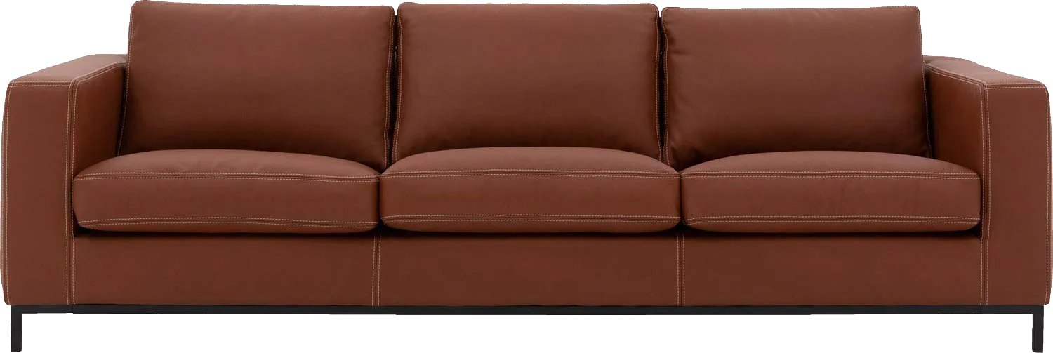 Goossens Excellent Bank Massimo cognac, leer, 3-zits, urban industrieel