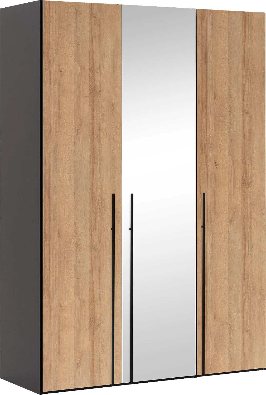 Goossens Kledingkast Easy Storage Ddk, Kledingkast 153 cm breed, 220 cm hoog, 2x draaideur en 1x spiegel draaideur midden