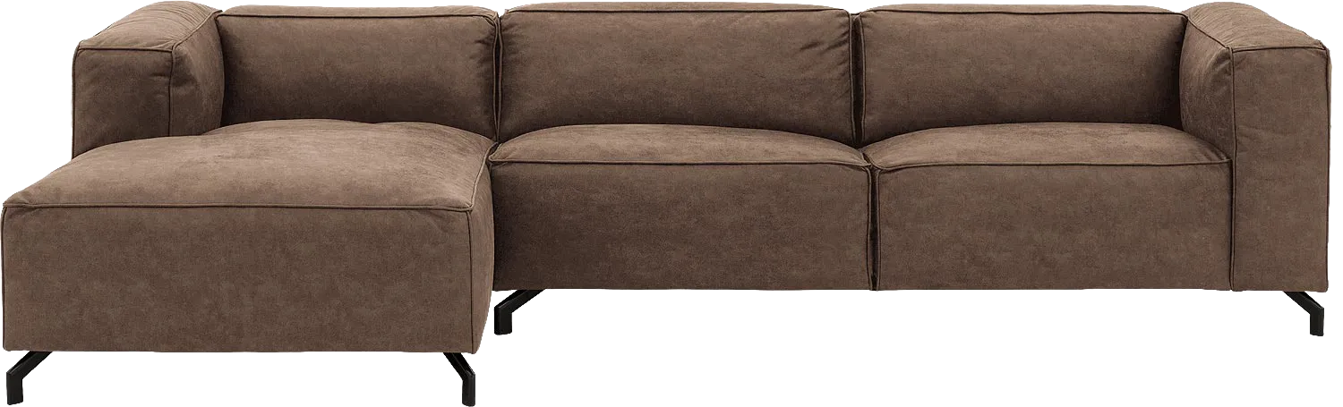 Goossens Bank Calvin bruin, micro leer, 3,5-zits, modern design