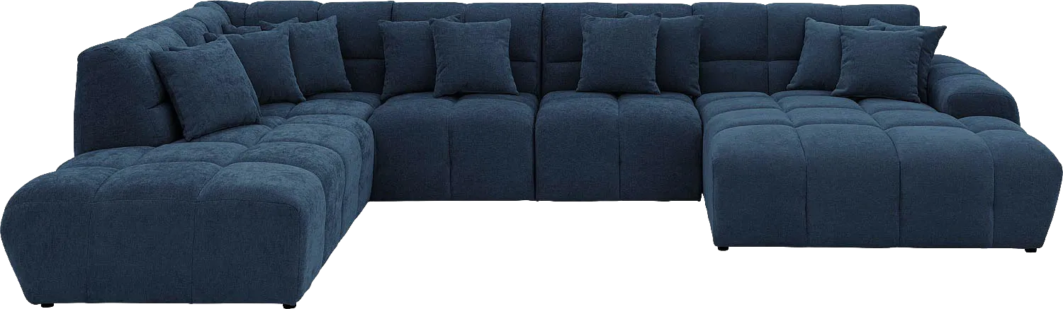 Goossens Excellent Bank Kubus blauw, stof, modern design