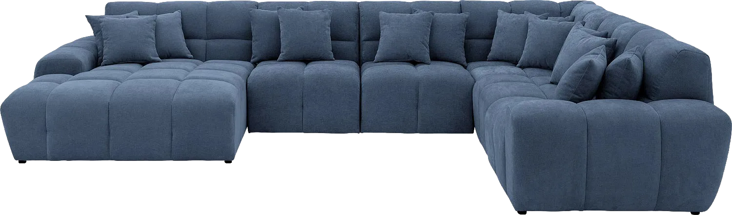 Goossens Excellent Bank Kubus blauw, stof, modern design