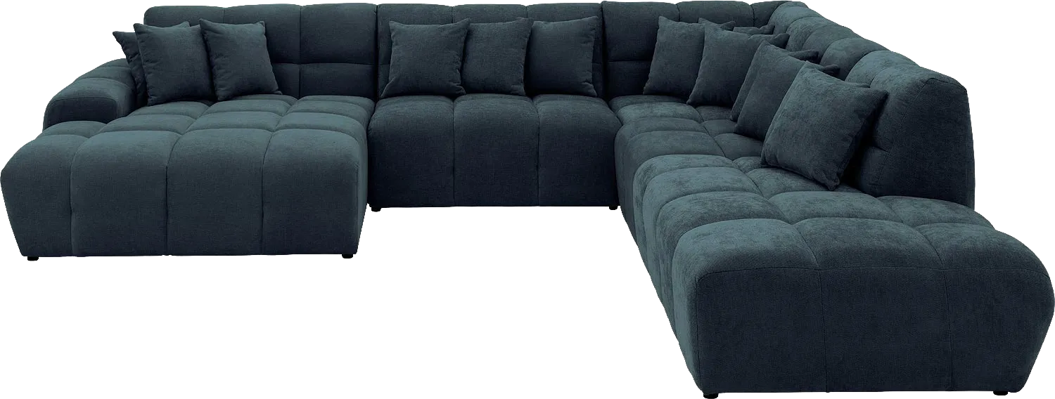 Goossens Excellent Bank Kubus blauw, stof, 1,5-zits, modern design