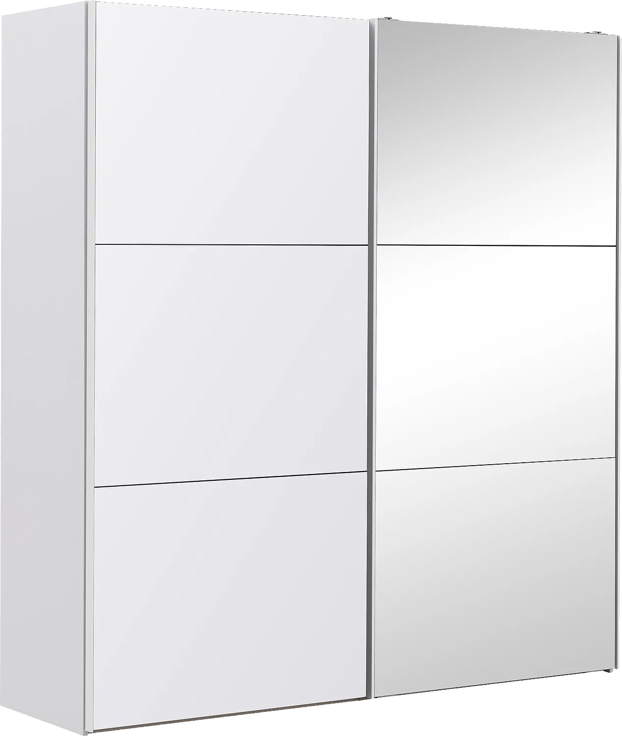 Goossens Kledingkast Easy Storage Sdk, 153 cm breed, 220 cm hoog, 1x 3 paneel glas schuifdeur li en 1x 3 paneel spiegel schuifdeur re