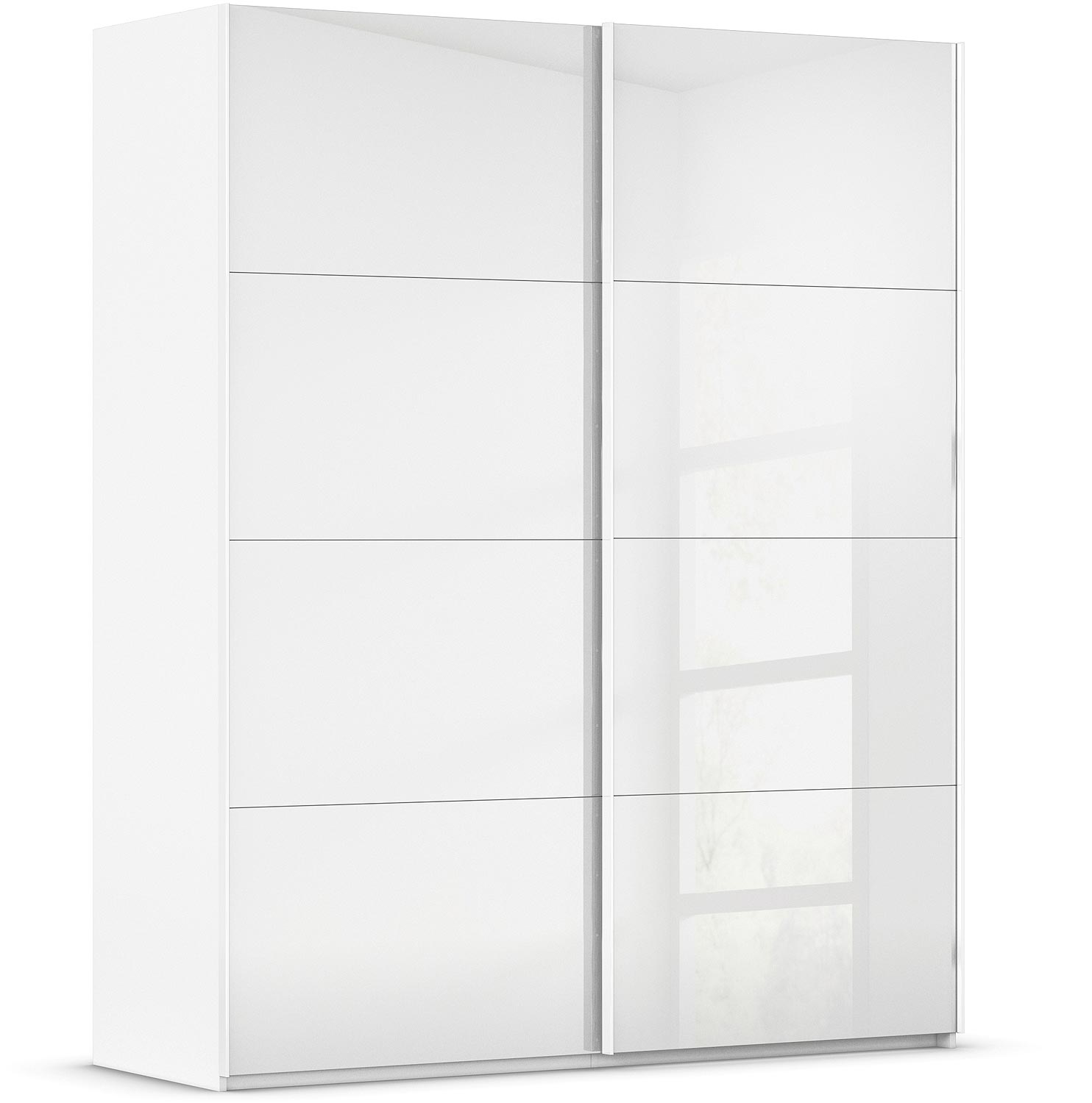 Goossens Excellent Kledingkast Finca Glans Glas, Slaapkamerkast 180 cm breed, 223 cm hoog, 2x 4 paneel glas schuifdeuren