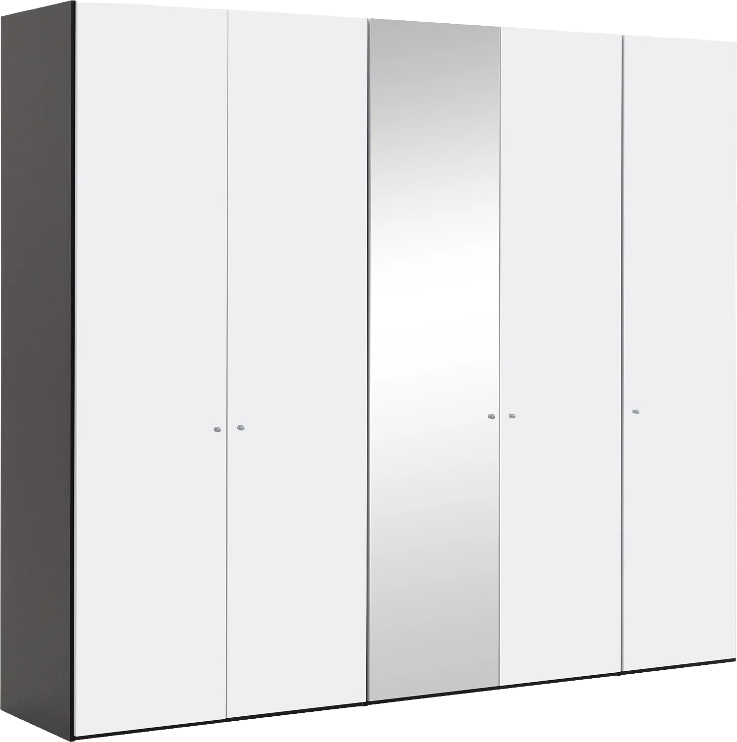 Goossens Kledingkast Easy Storage Ddk, Kledingkast 253 cm breed, 220 cm hoog, 4x draaideur en 1x spiegel draaideur midden