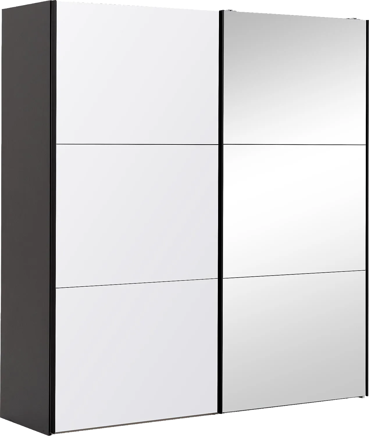 Goossens Kledingkast Easy Storage Sdk, 203 cm breed, 220 cm hoog, 1x 3 paneel glas schuifdeur li en 1x 3 paneel spiegel schuifdeur re