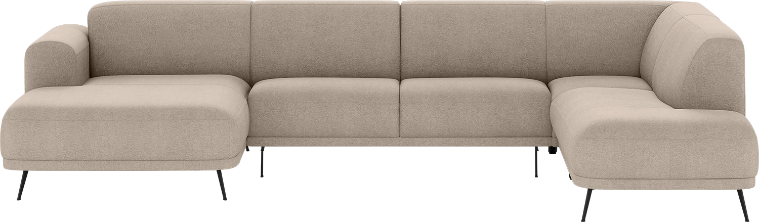 Goossens Bank Shallow beige, stof, stijlvol landelijk