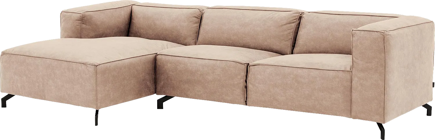 Goossens Bank Calvin beige, micro leer, 3-zits, modern design