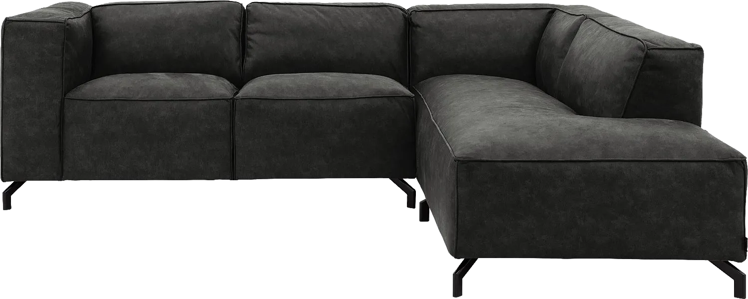 Goossens Bank Calvin grijs, micro leer, 2-zits, modern design met ligelement rechts