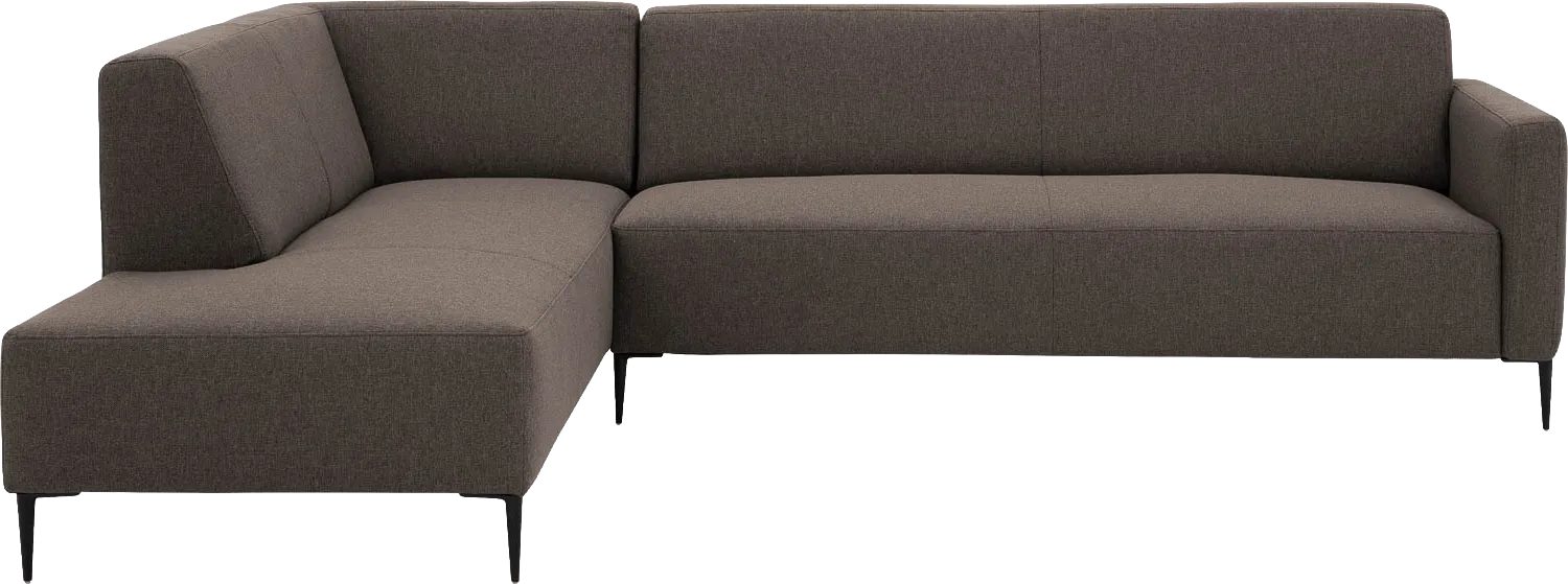 Goossens Bank Key West bruin, stof, 3-zits, modern design met ligelement links
