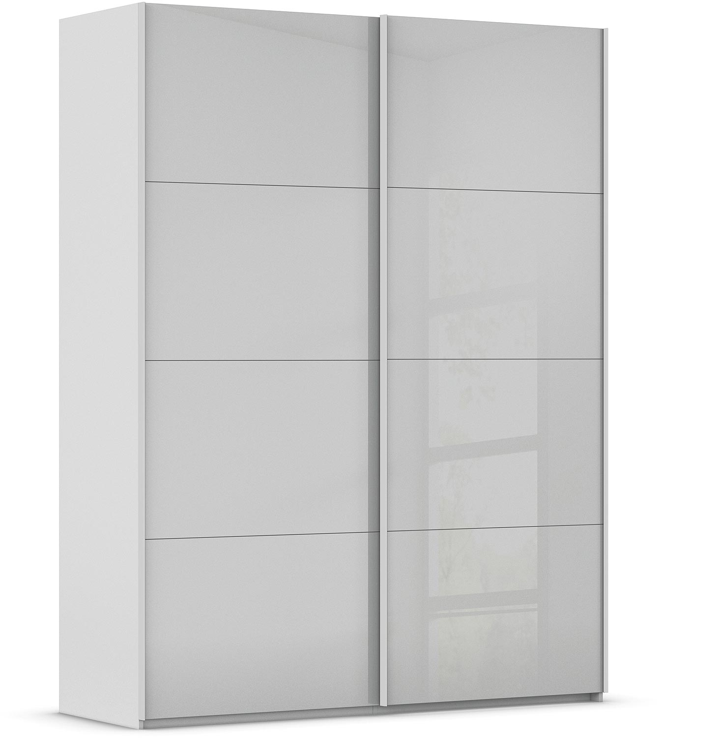 Goossens Excellent Kledingkast Finca Glans Glas, Slaapkamerkast 160 cm breed, 236 cm hoog, 2x 4 paneel glas schuifdeuren