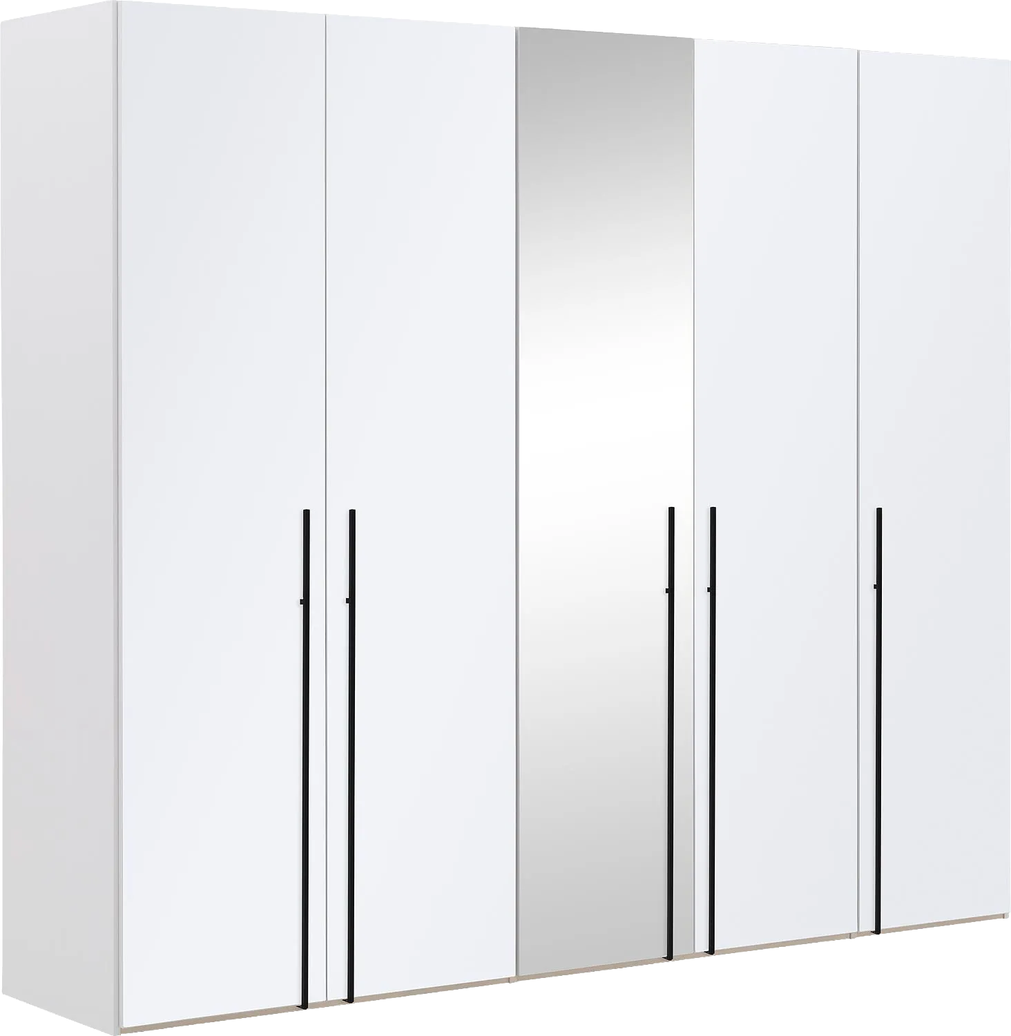Goossens Kledingkast Easy Storage Ddk, Kledingkast 253 cm breed, 220 cm hoog, 4x glas draaideur en 1x spiegel draaideur midden