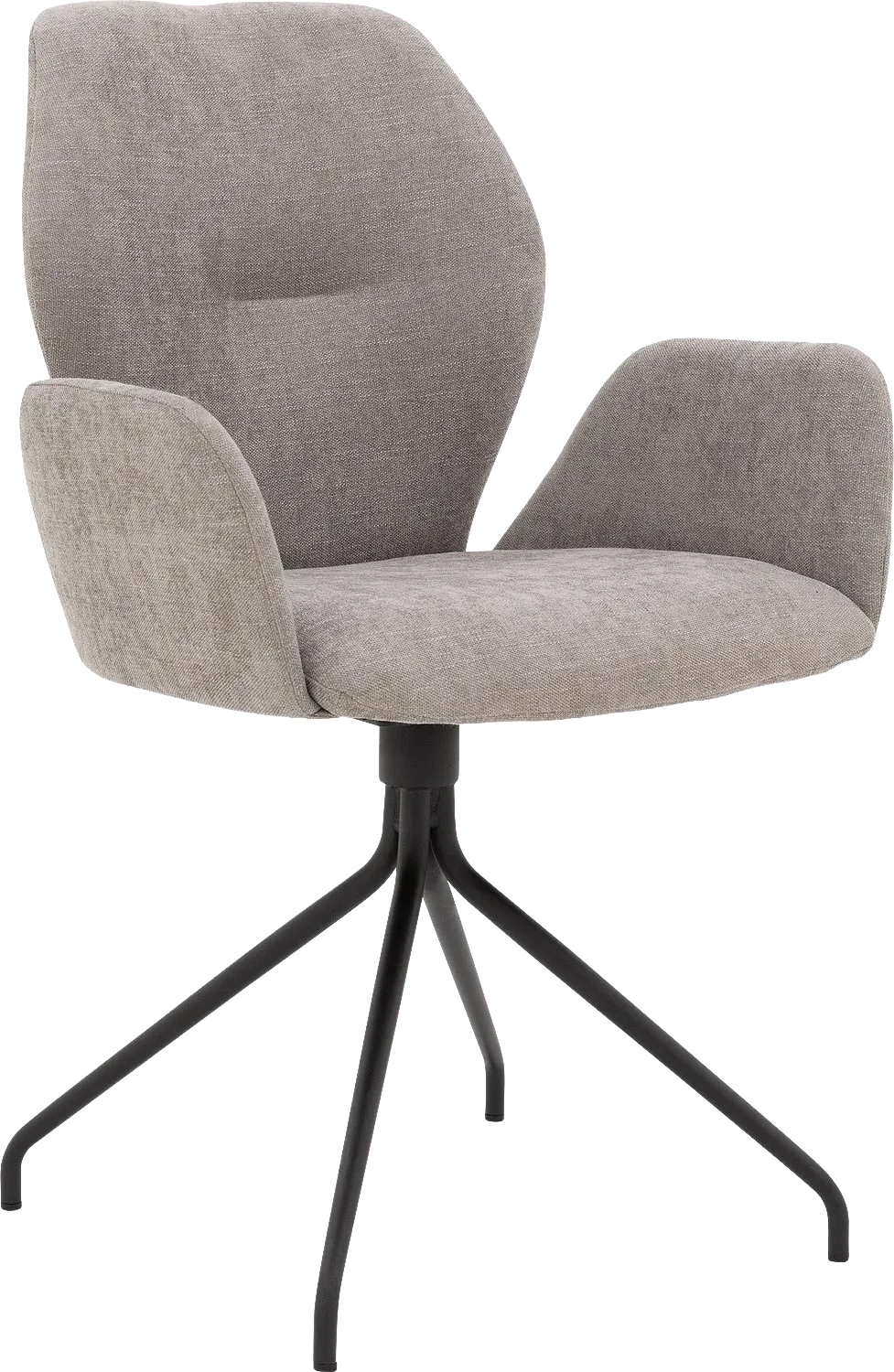 Goossens Eetkamerstoel Hera lichtgrijs stof met armleuning, modern design