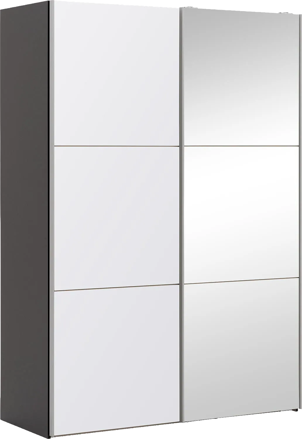 Goossens Kledingkast Easy Storage Sdk, 153 cm breed, 220 cm hoog, 1x 3 paneel glas schuifdeur li en 1x 3 paneel spiegel schuifdeur re