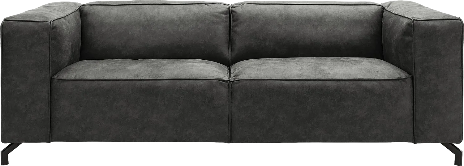Goossens Bank Calvin grijs, micro leer, 3-zits, modern design