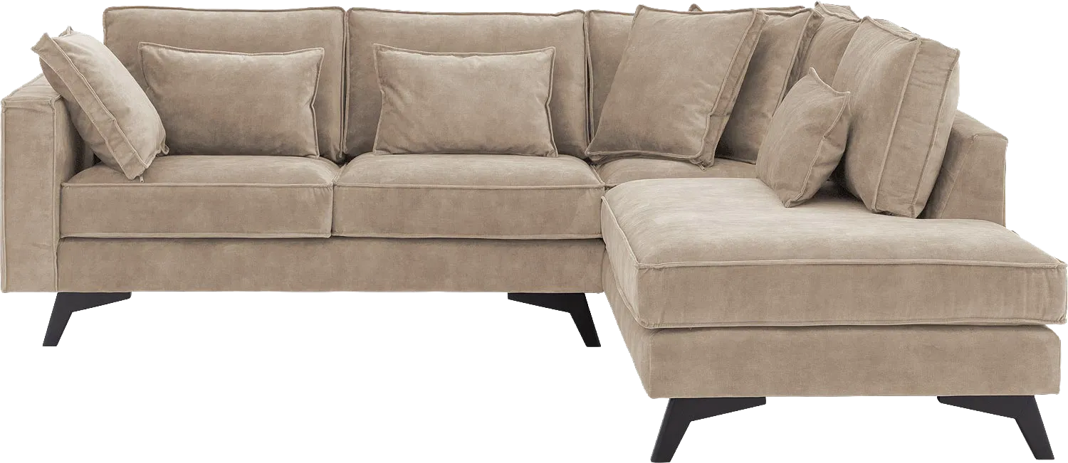 Goossens Bank Chambre beige, stof, 2-zits, elegant chic met ligelement rechts