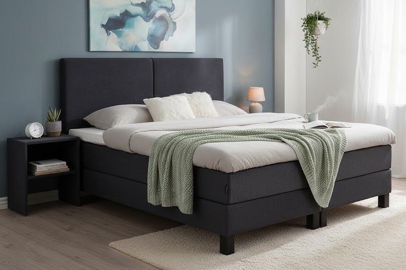 Goossens Boxspring Compleet Gs 180 Compleet, Vlak 180 x 200 cm box (=2x90cmx200cm) 2x matras gestoffeerd pocketvering, 1x matrastopper joy deluxe