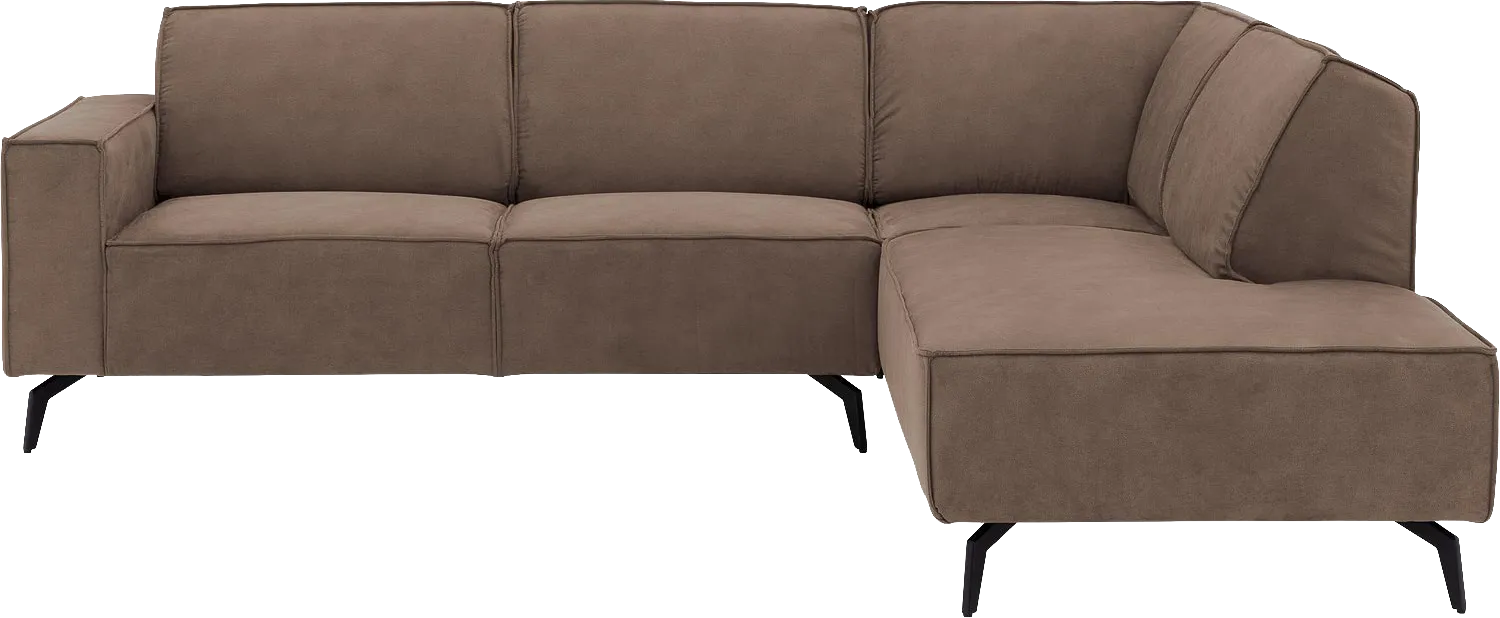 Goossens Hoekbank Hercules bruin, microvezel, 2,5-zits, modern design met ligelement rechts