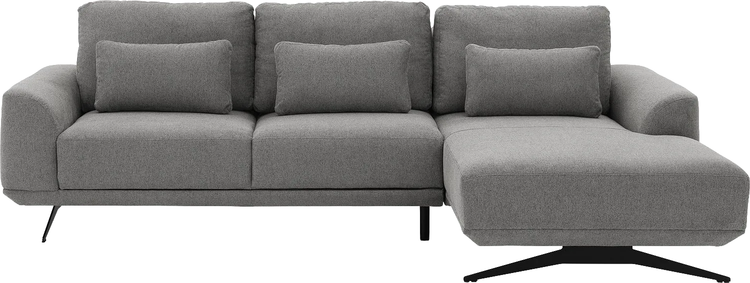 Goossens Excellent Bank Princess Met Elektrisch Uitschuifbaar Zitvlak grijs, stof, 3-zits, elegant chic met chaise longue rechts